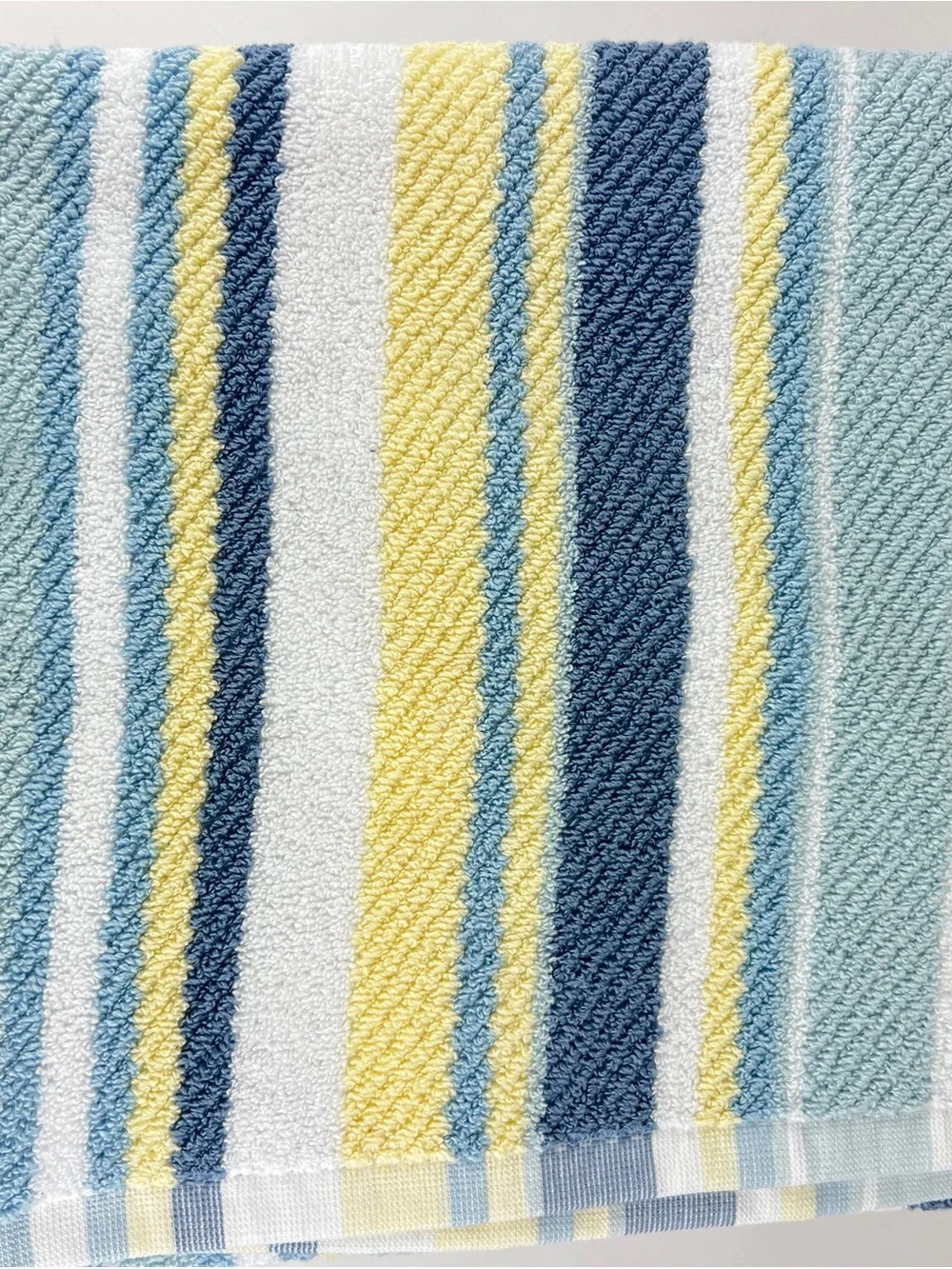 Tommy Bahama Bath Towels Ocean Bay Stripe Blue Yellow White Soft Cotton 2 Pc NEW